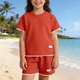 thumbnail image 5 of HAOTAGSBoys Outfit Sets, Short Sleeve T-Shirt & Elastic Waist Shorts with Pockets Summer Kids Fashion Clothes Orange Size 8, 5 of 7