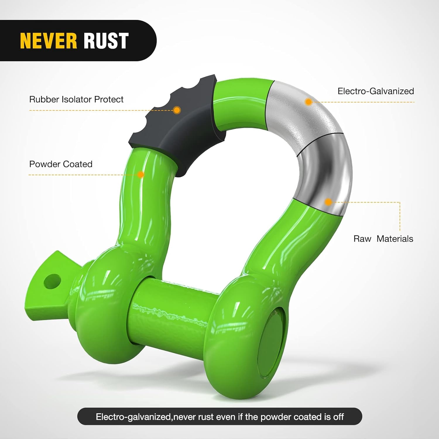 Nilight 2 Pack 3/4" D-Ring Shackle with 7/8" Screw Pin 41,887lbs Break Strength, Heavy Duty off Road Recovery Shackle with Isolators Washers for Use with Tow Strap, Winch, Off-Road Jeep Truck Vehicle