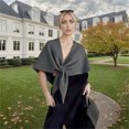 thumbnail image 4 of Women's Solid Color Scarf, 74.8x50.4in Dark Gray Pashmina Wraps for Women, Cashmere Wrap Knitted Shawl Shoulder Top Sweater Shawl Scarf, 4 of 6