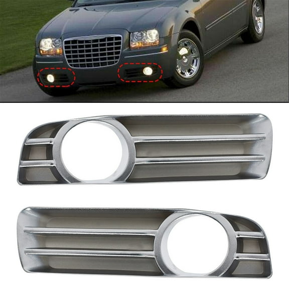 LABLT 2-Pack Front Bumper Chrome Fog Light Cover Grilles Replacement for 2005-2010 Chrysler 300 Left and Right Side