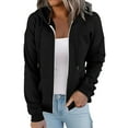 thumbnail image 4 of Fgnfyis Women Casual Solid Zip Up Hoodie with Drawstring Hooded Sweatshirt Pocket Long Sleeve Top Black S, 4 of 7