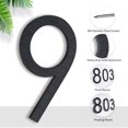 thumbnail image 4 of 8" Address Numbers For House,Modern House Numbers Large Black Exterior Street Metal floating house numbers for outside Floating Mount Or Flush Mount Aluminum Home Door Number 9, 4 of 11