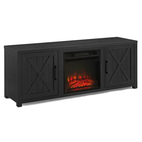 Crosley Furniture Gordon Wood TV stand for TVs up to 58" w/ Fireplace in Black