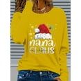 thumbnail image 6 of [Christmas] Women's Christmas Santa Claus & Nana Claus Graphic Print Long Sleeve T-Shirt - Cozy Crew Neck Casual Top with Festive Snowflake & Santa Hat Design, 6 of 9
