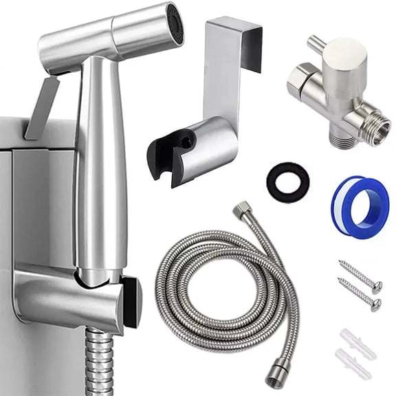 Bidet Sprayer for Toilet, Handheld Sprayer Kit, Cloth Diaper Sprayer Set - Easy to Install - Stainless Steel