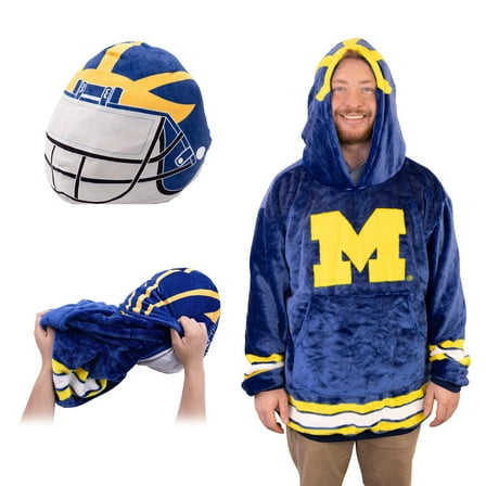 University of Michigan Helmet Snugible 2-in-1 Blanket Hoodie  Pillow