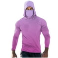 thumbnail image 2 of Qgtaibl Men's 1X Pullover Sun Hoodie with Built-In Face Mask Rash Guard Long Sleeve Cooling UV Protection Fishing Shirt Summer Tops (Hot Pink), 2 of 5