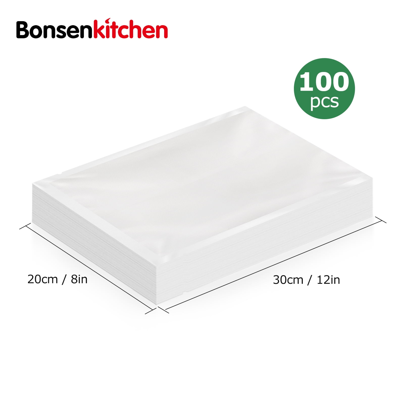 Bonsenkitchen Precut Food Vacuum Seal Bags 100 Quart 8" x 12"