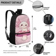 thumbnail image 3 of Jeiento Cute Axolotl Backpack for Girls 8-10 with Lunch Box Primary School Bag and Lunch Bag Mushroom Kids Bookbag Age 10-12 Elementary Pencil Case Water Bottle Holder Pink, 3 of 7