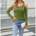 thumbnail image 5 of Jalioing Women's Long Sleeve Fashion Tops Ribbed Cold Shoulder Scoop Neck Shirts Casual Loose Fall Tunic Blouses, 5 of 8