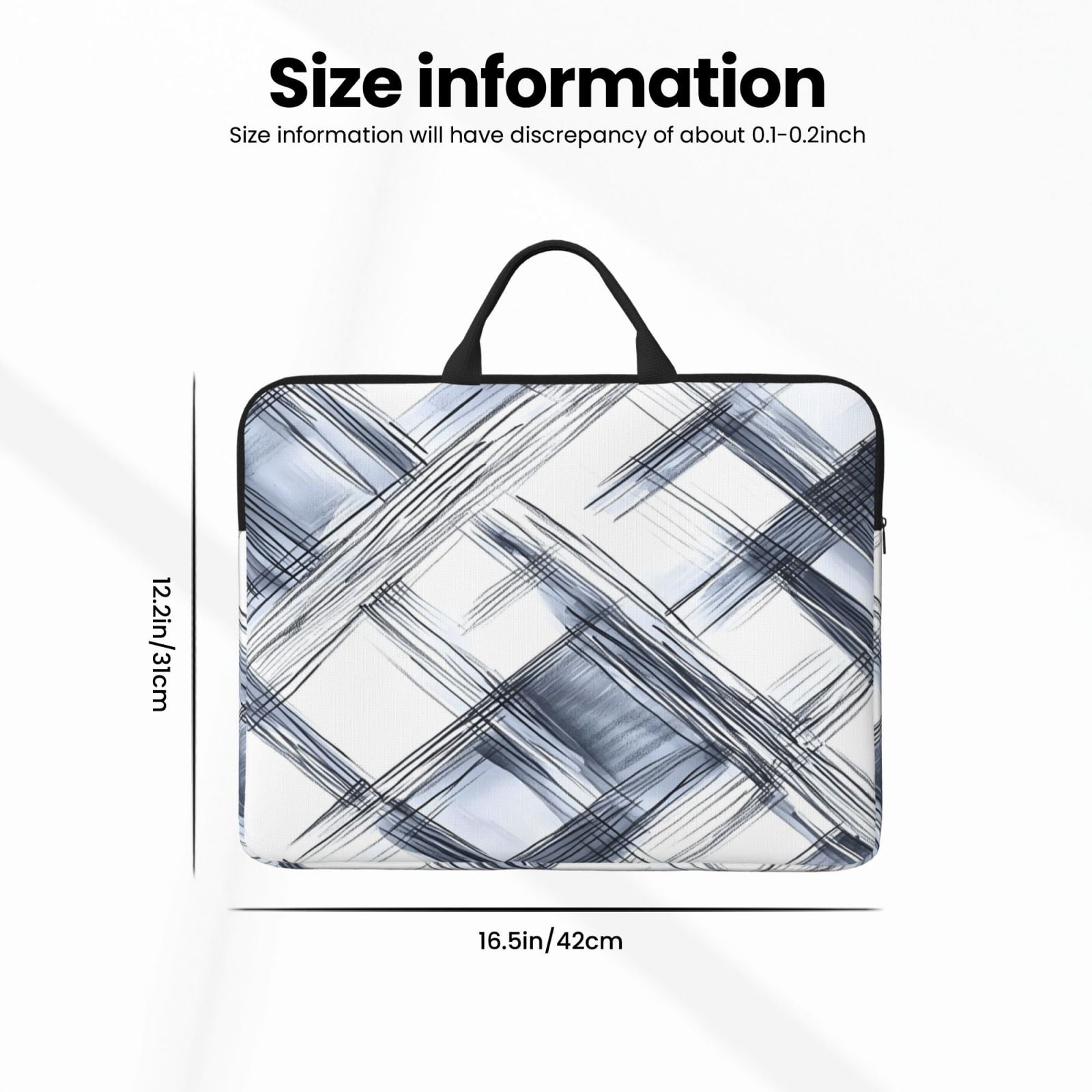 Laptop Sleeve Bag For Women Men 14inch Waterproof Durable Protective Computer Carrying Cover Handle Laptop Case Bag Silver Checked Hand-Drawn Sketch_1