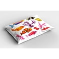 thumbnail image 2 of Ambesonne Fish Pillow Sham 2 Pack, Tropic Life Seaweed Coral, 26"x20", Orange Purple, 2 of 3