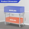 thumbnail image 3 of Table Pliante en Acier Inoxydable Robuste 48 Pouces x 24 Pouces, Poste de Travail à Double Niveau avec Tablette Inférieure Réglable pour Cuisine, Restaurant, Maison, Garage, 3 of 6