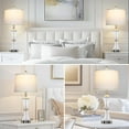 thumbnail image 4 of Crystal Glass Table Lamp Set of 2 With USB C+A Ports & AC Outlet - White Clear Modern Bedroom Lamps for Night Stands, Living Room - Silver Nightstand Lamps With LED Bulbs Included, 4 of 12