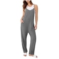 thumbnail image 3 of Sentmoon Vacation Outfits for Women 2026 Jumpsuits for Women Summer Regular Fit Solid Color Sleeveless V Neck Adjustable Strap Athletic Rompers for Women with Pockets S-2XL, 3 of 7