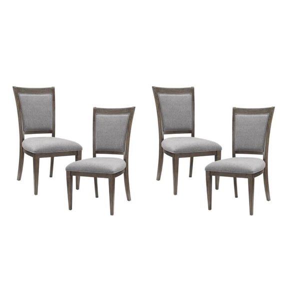 Pemberly Row 19" Fabric Dining Room Side Chair in Gray/Brown (Set of 4)