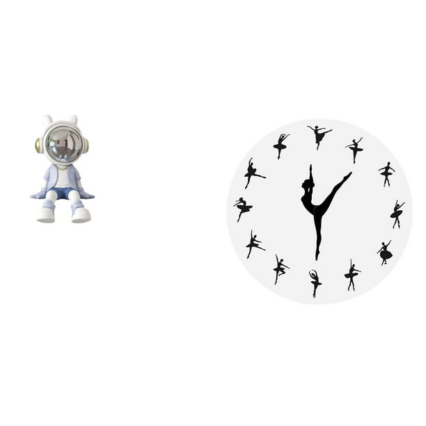 Figura de escritorio,Estante con estatua de astronauta para decoración de oficina y hogar,Reloj de pared,Reloj de pared con bailarina,reloj decorativo colgante.,Relojes de pared silenciosos