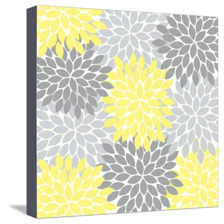 Yellow And Gray Canvas Wall Art Flower Burst Yellow Dark and Light Gray Stretched Canvas Print Wall Art By Tamara Robertson ()
