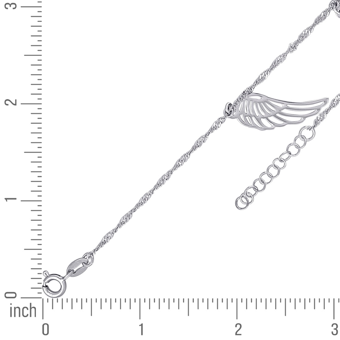 925 Sterling Silver Womens Religious Guardian Angel Wing Charm Anklet 10 Inch Anklet for Women