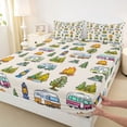 thumbnail image 4 of Erosebridal Kids Happy Camping Queen Sheet Sets 4 Pieces,Adventure RV Car Bed Set For Boys Girls Teens, 4 of 5