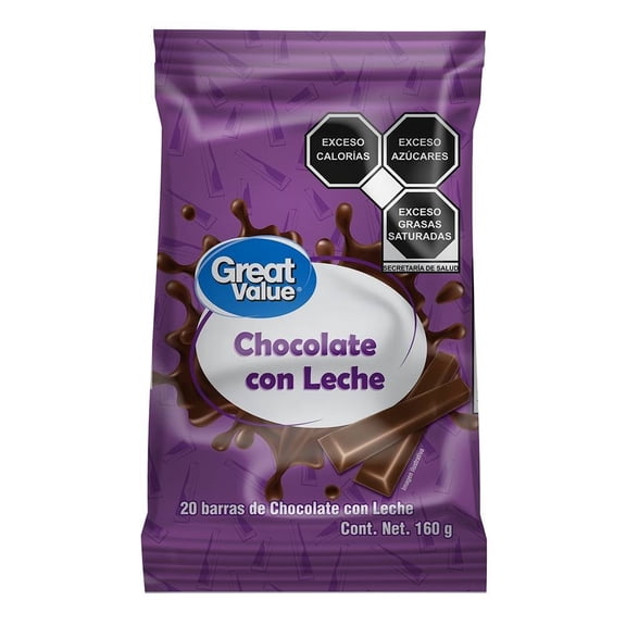 Barra de chocolate Great Value 160 g