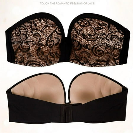 

Clearance!Strapless Lift Bra Women Push up Bras Lace Bra Wireless Non-Slip Invisible Underwear Bra Seamless Bralette Lingerie