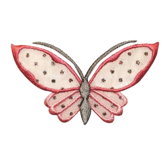 ID 2100 Lace Spotted Butterfly Patch Garden Insect Embroidered Iron On Applique