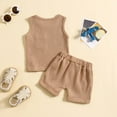 thumbnail image 4 of Cethrio Kids Boys Outfit Sets, Casual Summer Sleeveless Shirts and Shorts Sets Brown Size 18-24 Months, 4 of 8