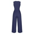 thumbnail image 6 of aidice Summer Womens Jumpsuits Casual U Neck Sleeveless Solid Color Loungewear Wide Leg Pants Rompers, 6 of 8