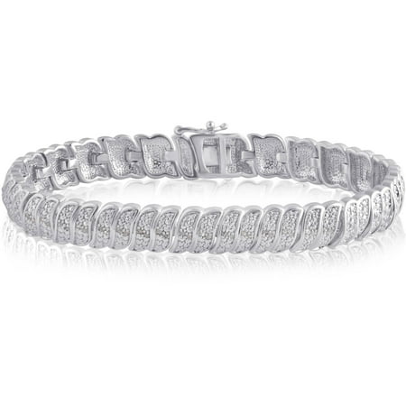 1/4 Carat T.W Diamond Rhodium-Plated Bracelet, 7"
