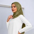 thumbnail image 2 of QUOTAY Elegant Satin Square Soft Hijab Head Scarf Wrap for Women Fashionable Hair and Neck Cover Army Green，One Size, 2 of 5