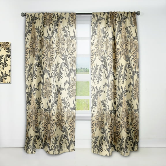 Designart 'Abstract Floral Pattern I' Bohemian & Eclectic Curtain Panel