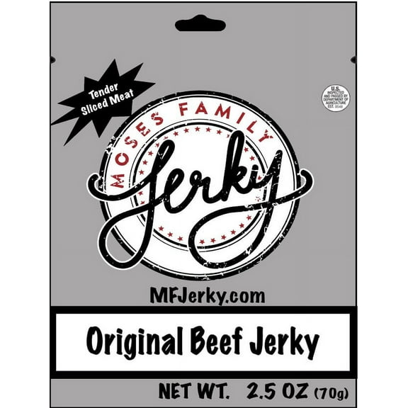 Moses Family Jerky, Original Beef Jerky, 2.5 Ounce, Tender Sliced Meat