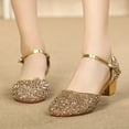 thumbnail image 2 of Wuxian Childrens Sandals Bridesmaids Mary Jane Wedding Party Shoes Glitter Princess Heels Comfortable Footwear,Gold,9-9.5 Years, 2 of 4