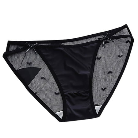 

ZMHEGW Panties for Women Plus Size Low Rise Underpants Solid Black M