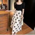 thumbnail image 5 of Wxolcjlv Womens Polka Dot Midi Skirt High Waist Pleated A‑Line Skirts, 5 of 5