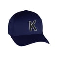 thumbnail image 1 of Flexfit Baseball Hat Custom Letter Initials A to Z Curved Bill, Navy Cap Wh Bk, 1 of 3
