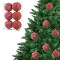 thumbnail image 4 of HomeDM Christmas Balls 6Pcs Red Shatterproof Ornaments Balls 10cm/3.94" Christmas Tree Hanging Pendant for Holiday Wedding Party Home Decor, 4 of 5