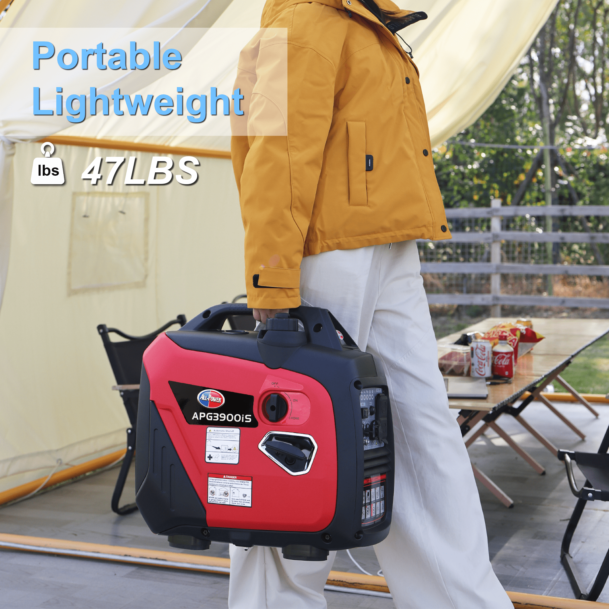 Gentron 3000W Quiet Inverter Generator, 3300W Peak Power, 19.5kg Portable, 67.6dB Low Noise, Commercial Generator for Job Site, Small Business, Outdoor Work, Home Backup