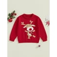 thumbnail image 2 of aturustex Little Boys Girls Christmas Sweaters Baby Thick Warm Knit Tops Toddler Reindeer Print Knitted Pullovers Long Sleeve Crew Neck Jumpers Infantinter Fall Clothes for Christmas Costume, 2 of 7