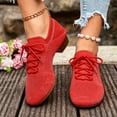 thumbnail image 2 of Rokment Womens Jazz Latin Dance Shoes Lace up Sneakers Modern Ballroom Teaching Practice Performance Dancing Sneakers Red Size 7, 2 of 5