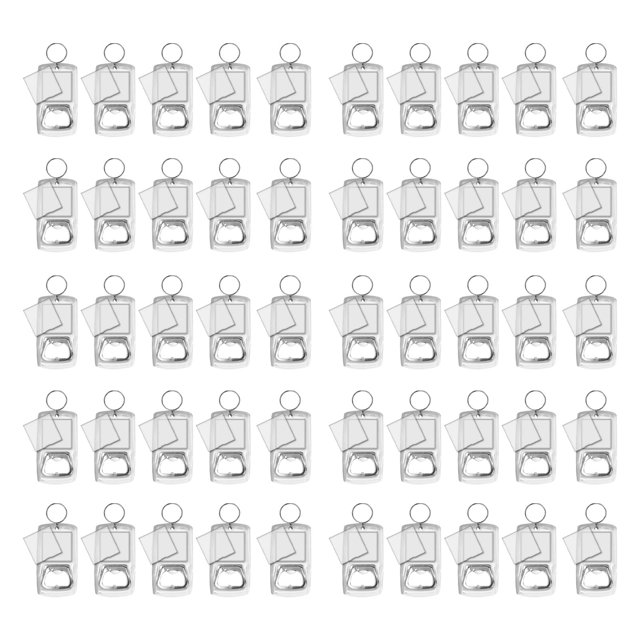 50 llaveros acrílicos en blanco con abrebotellas para hombre y mujer, llavero portátil con marco de fotos sencillo