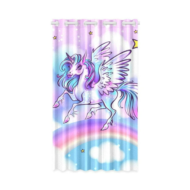 Mkhert Unicorn Blackout Window Curtain Drapes Bedroom Living Room Kitchen Curtains 52x84 Inch Walmart Com Walmart Com