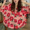 thumbnail image 4 of Women's Resort Style Printed Shirts Retro Casual Loose Short-Sleeved Shirts, 4 of 10