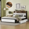 thumbnail image 4 of Miekor Furniture Metal Queen Size Platform Bed With 4 Drawers, Upholstered Headboard and Footboard, Sockets and USB Ports, White B3A399, 4 of 8