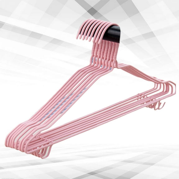 OUNONA Pink Clothes Hanger for Home Use Made of PVC and Stainless Steel 10 Pieces