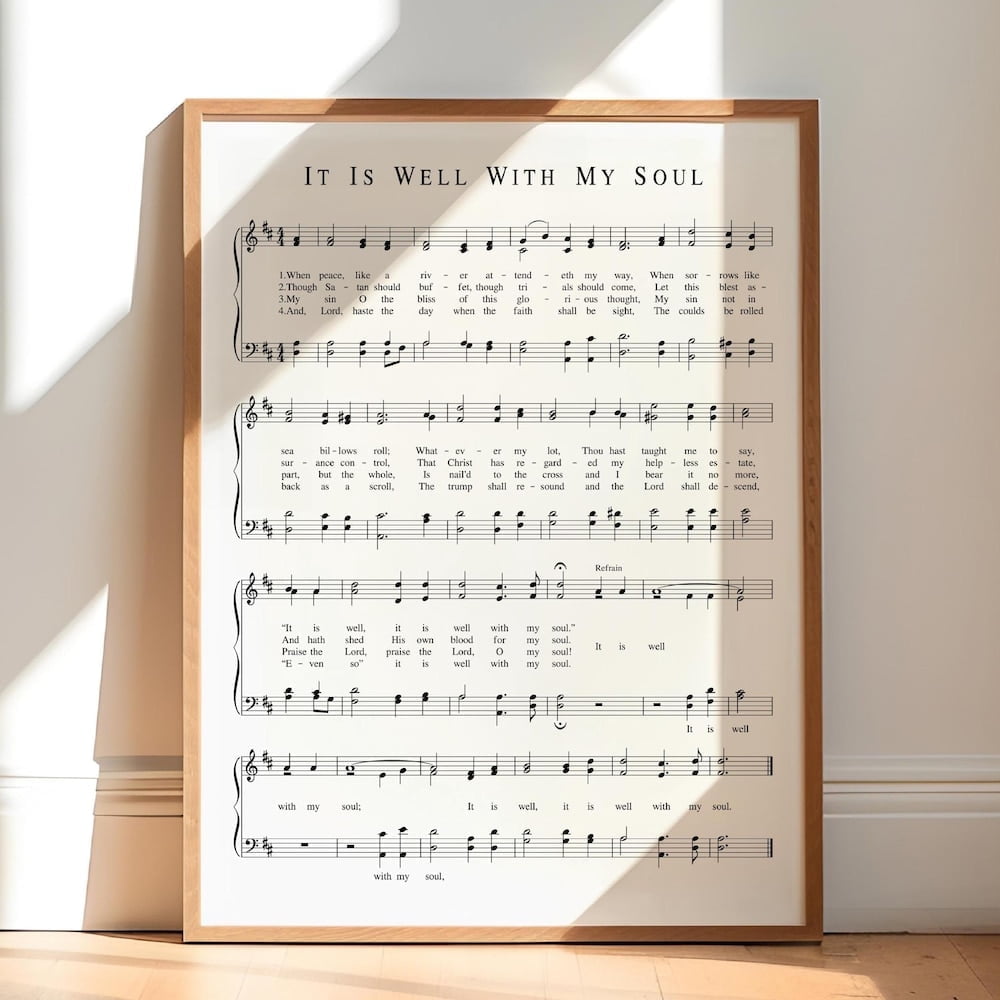 It Is Well With My Soul Hymn Wall Art Print Christian Sheet Music Christian Print Piano Room 8X10 Home Decor Vintage Gift Living Room Dercor