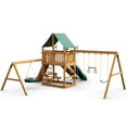 Gorilla Playsets Frontier Wooden Swing Set with Green Vinyl Canopy