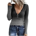 thumbnail image 2 of Puntoco - Camiseta de manga larga con cuello en V y estampado de moda de verano para mujer Puntoco Puntoco-1732, 2 of 5