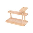 thumbnail image 2 of Wooden Multi-Tier Storage Rack | Desktop Organizer Display Stand Solid Wood | 12.4x8.86x6.1in Cup Holder Tea Set Perfume Shelf Beige Brown, 2 of 6